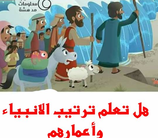 هل تعلم ترتيب الانبياء وأعمارهم